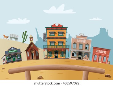 Wild West Town Stock Vector (Royalty Free) 488597392