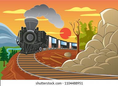 Wild West Train Vector Illustration 