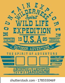 Wild West typeface / Retro alphabet in western style / Slab Serif type letters on a grunge background / Handmade Vintage Font for labels and posters. Letters and numbers. Vector Illustration.
