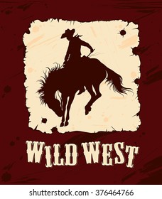 wild west vector background with man on horseback