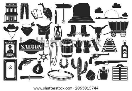 Wild west vector black set icon. Vector illustration western on white background . Isolated black set icon wild west.