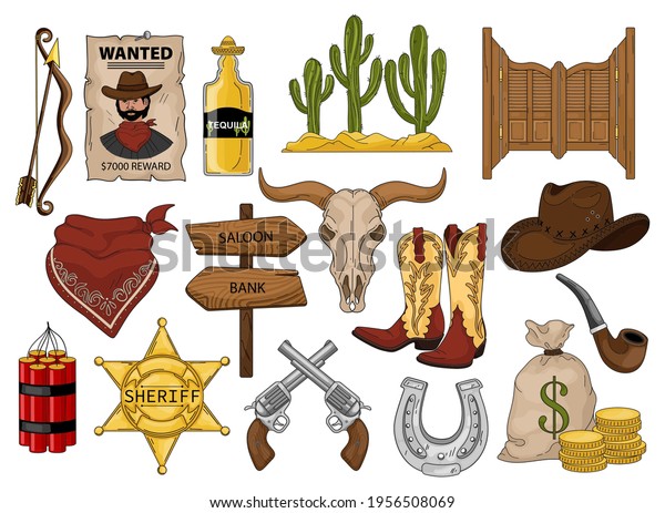 Wild West Vector Cartoon Set Icon Stock Vector (Royalty Free ...