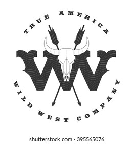 Wild West vector concept template logo for a company, product, event. Cowboy label, rodeo design element