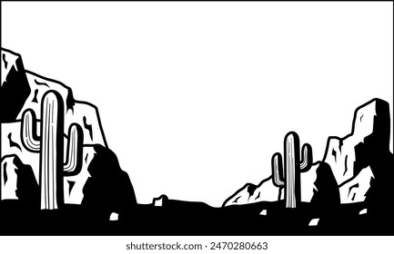 Wild west vector design with black and white outline style. Great for wild world designs, western, printing, stickers and more.
