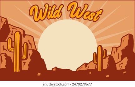 Wild west vector design with the sun behind it. Great for wild world, western and other designs.
