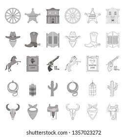 Wild West vector icons set