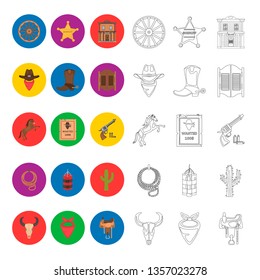Wild West vector icons set