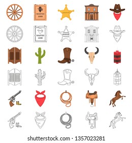 Wild West vector icons set