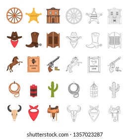 Wild West vector icons set