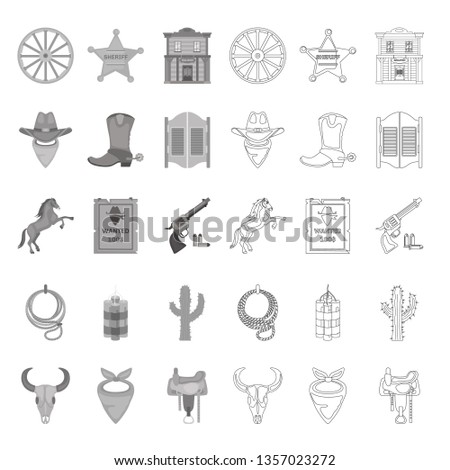 Wild West vector icons set