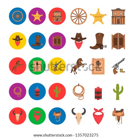 Wild West vector icons set