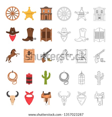 Wild West vector icons set
