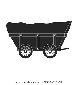 Wild west wagon black vector icon.Black vector illustration old carriage. Isolated illustration of wild west wagon icon on white background.