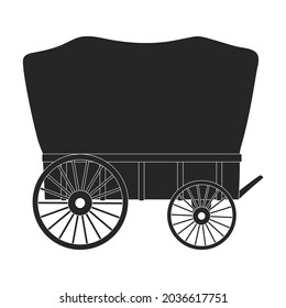 Wild west wagon black vector icon.Black vector illustration old carriage. Isolated illustration of wild west wagon icon on white background.