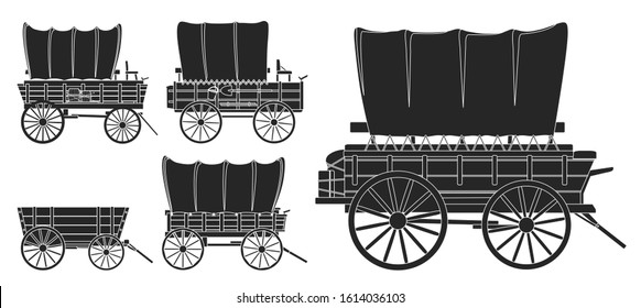 Wild west wagon isolated black icon.Vector illustration set western of old carriage on white background .Vector black set icon wild west wagon.
