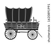 Wild west wagon vector icon.Black vector icon isolated on white background wild west wagon .