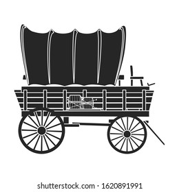 Wild west wagon vector icon.Black vector icon isolated on white background wild west wagon .