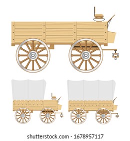 Wild west wagon vector illustration isolated on white background