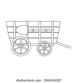 Wild west wagon vector outline icon.Vector illustration western of old carriage on white background .Isolated outline icon wild west wagon.