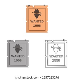 Wild West wanted vector icon