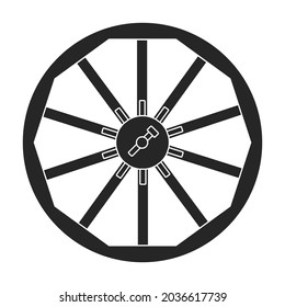 Wild west wheel vector icon.Black vector icon isolated on white background wild west wheel.