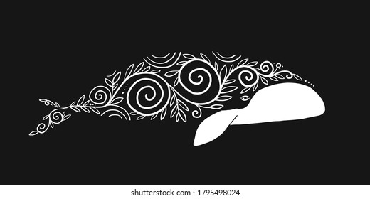 Wild Whale with Ethnic Ornaments. Vector illustration