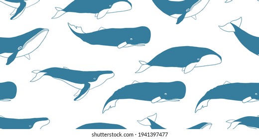 Wild Whales. Seamless Pattern for your design