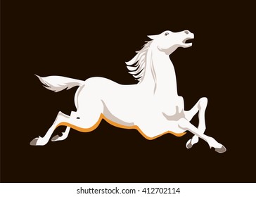 Wild white horse vector illustration.