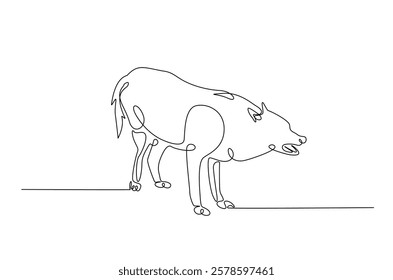 Wild wolf in continuous one line drawing. Single line art draw of Husky. Editable vector.