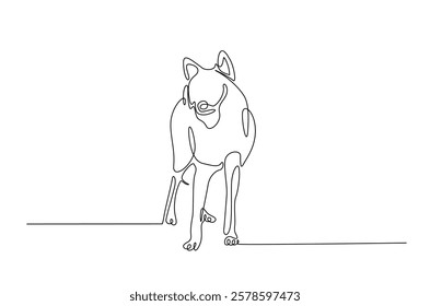 Wild wolf in continuous one line drawing. Single line art draw of Husky. Editable vector.