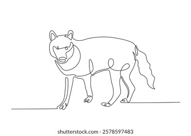 Wild wolf in continuous one line drawing. Single line art draw of Husky. Editable vector.