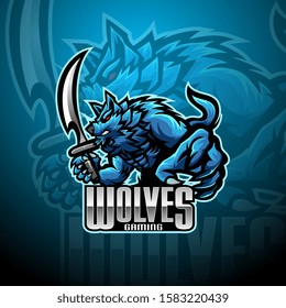 Wild wolf esport mascot logo design