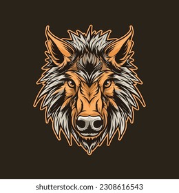 wild wolf face logo design