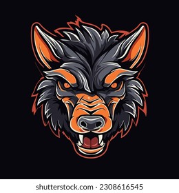 wild wolf face logo design