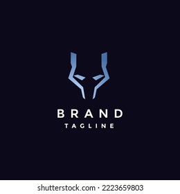 Diseño del logotipo de silueta de Wolf Face Wild. Diseño sencillo de logotipo de la línea de silueta de cabeza de lobo.