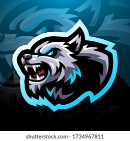 Wild wolf head esport mascot logo design