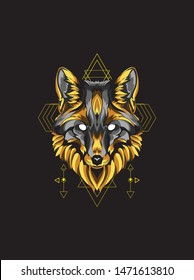 Wild wolf head with sacred geometry pattern