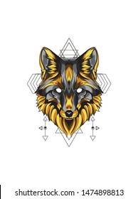 wild wolf head with sacred geometry pattern