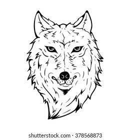 Indian Skull Head Wolf Drawing Stock Vector (Royalty Free) 600414380