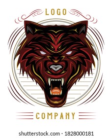 wild wolf illustration design template. wolve vector.