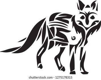 Wild wolf line vector drawing illustration icon logo black and white