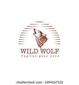 wild wolf logo design, wolf illustration design