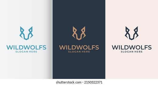 wild wolf logo premium vector