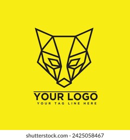 Wild Wolf Logo Vector Illustration. wild head wolf fierce face logo design inspiration, Creative Fox Head Logo Symbol Vector Design