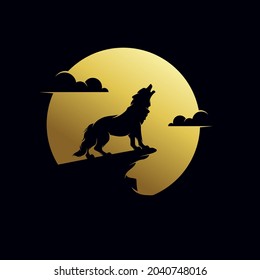 wild wolf in the moon logo design