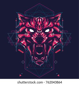 Wild Wolf in sacred geometric style