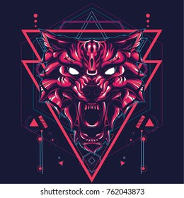 Wild Wolf In Sacred Geometric Style