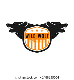 wild wolf shield logo design