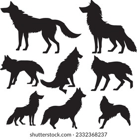 Silueta de lobo salvaje con fondo blanco