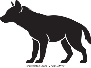 Wild wolf silhouette vector illustration, standing timber wolf or coyote icon, minimalist forest predator mascot design isolated on white background